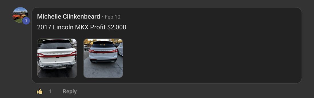 Student win: 2017 Lincoln MKX, $2,000 profit